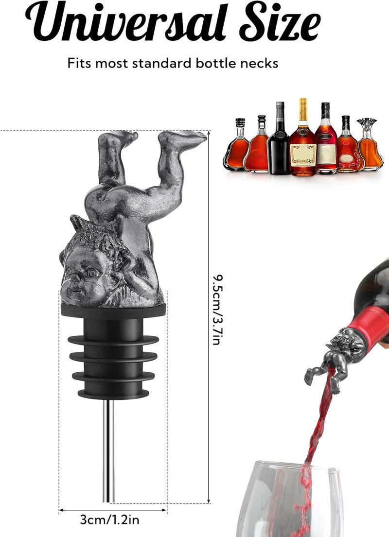 sodknow Funny Cherub Wine Pourer, Novelty Angel Bottle Stopper and Liquor Pour Spout, Metal Upside-Down Cherub Wine Bottle Topper for Party Bar Cart Decor, Gag Gift for Wine Lovers, Fits Most Bottles - Image 2